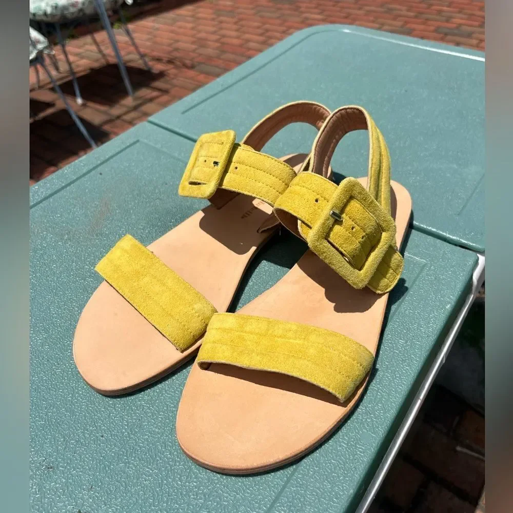 Anthropologie Morena Gabrielli Suede Buckle Sandals